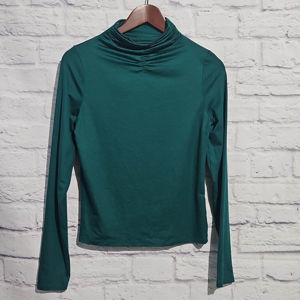 A new day Emerald Green mock scrunch neck top